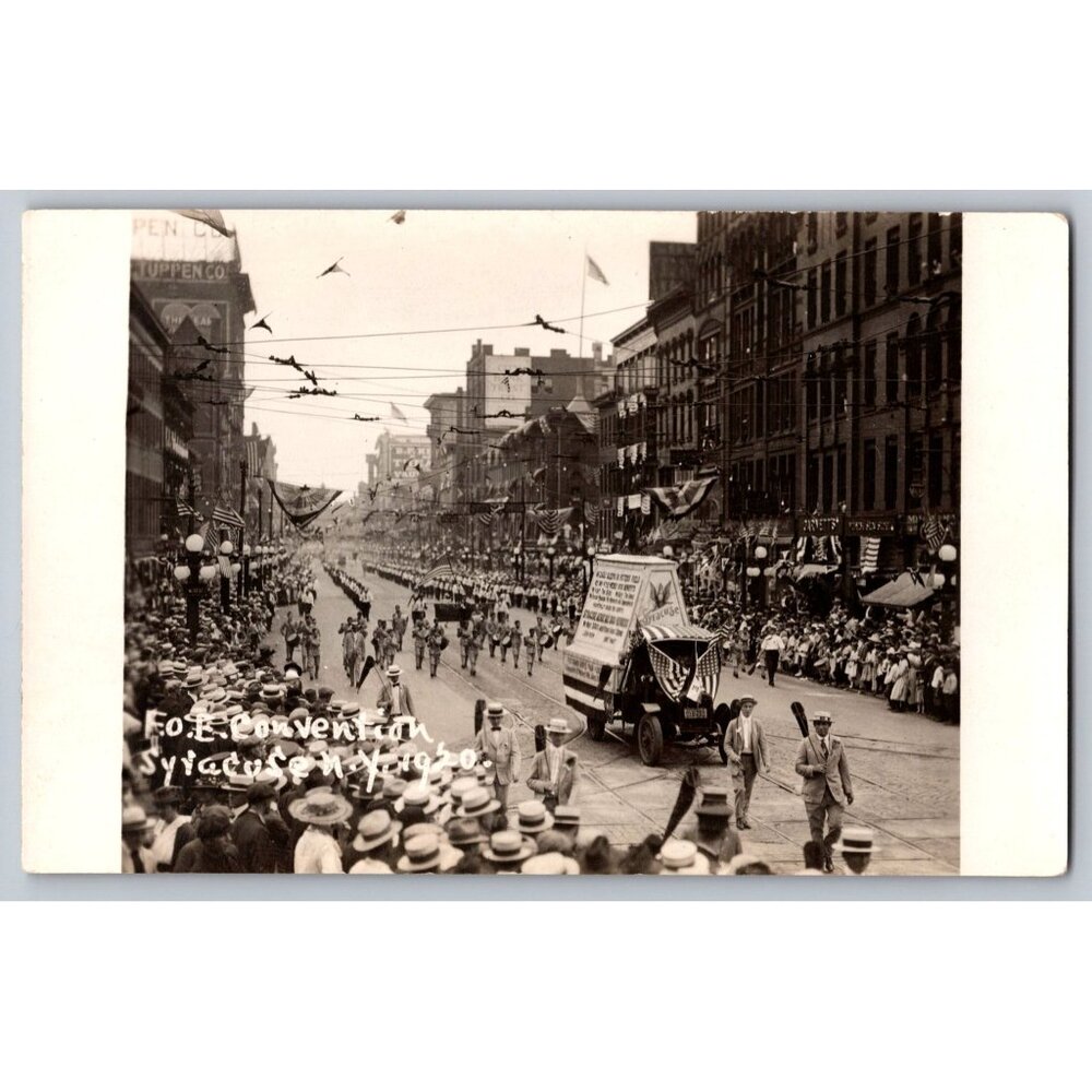 Vintage 1920 Syracuse NY F.O.E. Convention Parade RPPC #1620